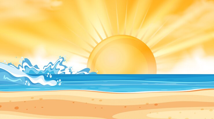 Vettore priorità bassa del paesaggio dell'oceano al tramonto