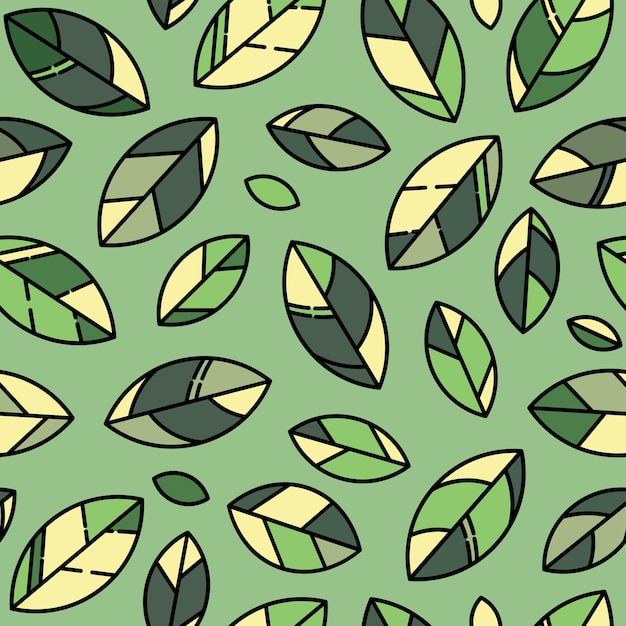 Priorità bassa del reticolo di vettore di foglie geometriche verde e giallo