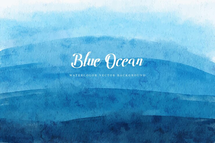 Priorità bassa dell'acquerello di aquarelle dell'oceano blu