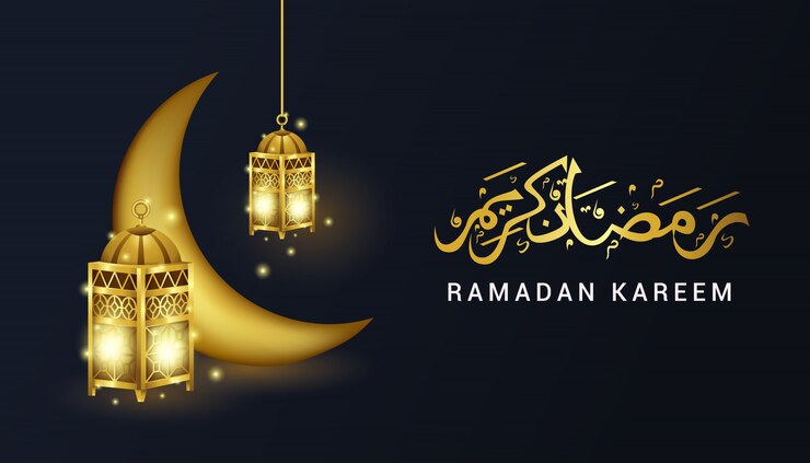 Vettore priorità bassa della bandiera di ramadan kareem con l'illustrazione dell'ornamento