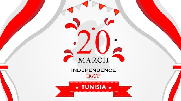 Priorità bassa di celebrazione del giorno dell'indipendenza tunisina. Disegno vettoriale.