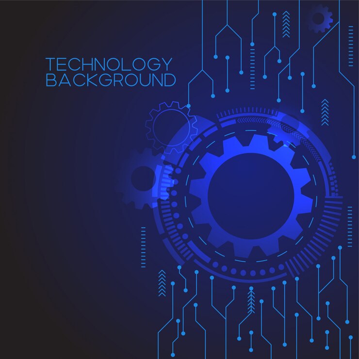 Vettore priorità bassa di tecnologia dell'ingranaggio blu