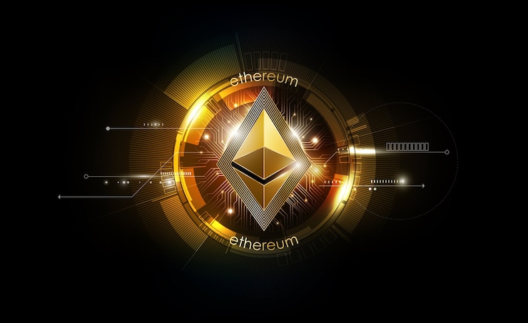 Vettore priorità bassa digitale dei soldi di valuta di ethereum