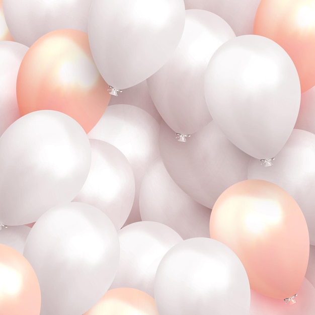 Priorità bassa realistica degli aerostati di festa. Festeggia lo striscione della festa con palloncini di elio. Modello festivo con compleanno e anniversario. Oggetti decorativi per poster. Illustrazione vettoriale