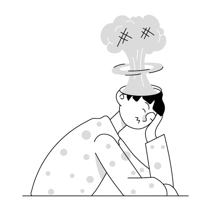 Vettore problemi psicologici mini illustrazioni doodle