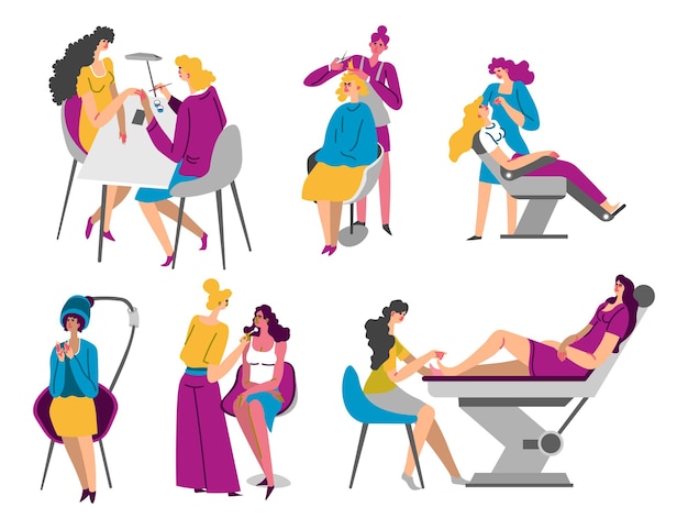 Procedure di salone di bellezza e spa per donne vettore