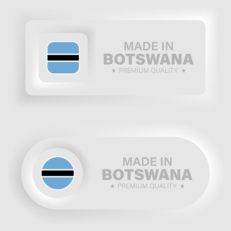Vettore prodotto in botswana grafica e etichetta neumorfica elemento di impatto per l'uso che si desidera fare di esso