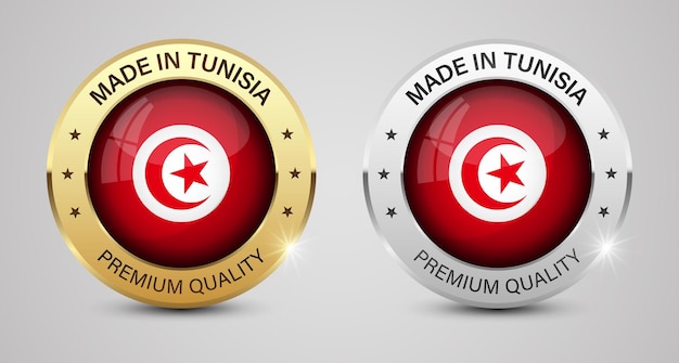 Prodotto in Tunisia grafica e etichette impostato Alcuni elementi di impatto per l'uso che si vuole fare di esso