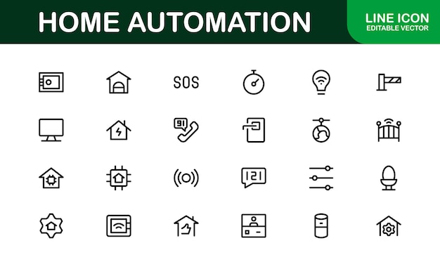 Professional Home Automation Icon Set Vector Illustration Le icone più utili per i dispositivi intelligenti Sistemi di automazione e caratteristiche di controllo domestico