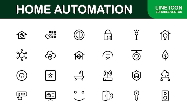 Professional Home Automation Icon Set Vector Illustration Le icone più utili per i dispositivi intelligenti Sistemi di automazione e caratteristiche di controllo domestico