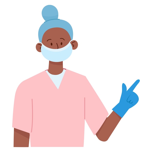Professionale medico con una maschera che indica