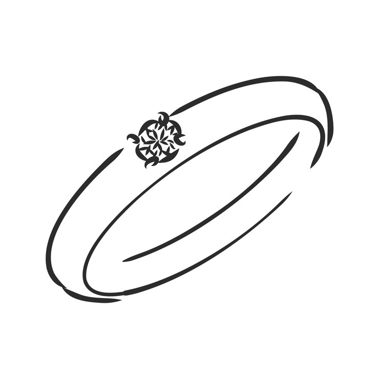 Vettore profilo anello di fidanzamento con diamante su sfondo bianco anello vettore