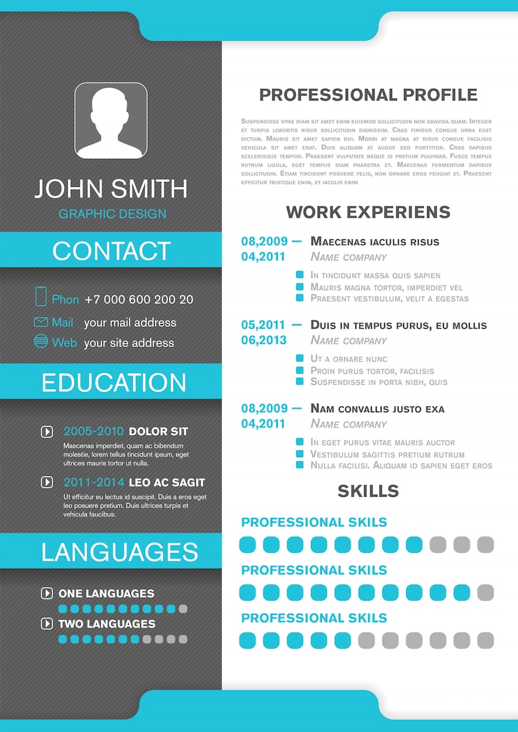 Vettore profilo personale cv. curriculum professionale