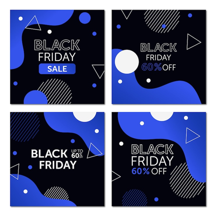 Vettore progetta poster per i saldi del black friday. il set è ottimo per storie e post sui social media