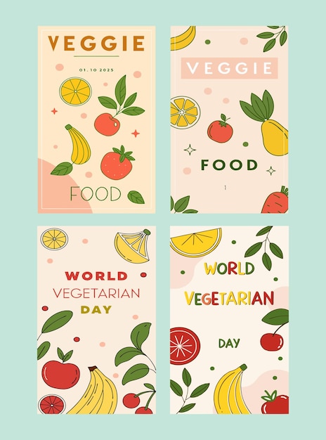 Progetta storie piatte per il Vegetarian Day per Instagram