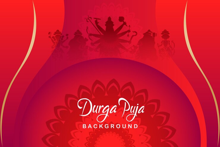 Progetta uno striscione di colore rosso per le feste indiane di Durga Puja e Navratri