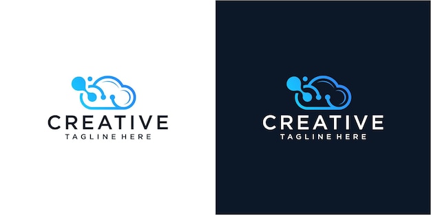 Progettazione creativa del logo cloud con concetto tecnologico