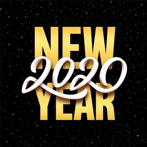 Progettazione del biglietto di auguri di vettore di felice anno nuovo 2020