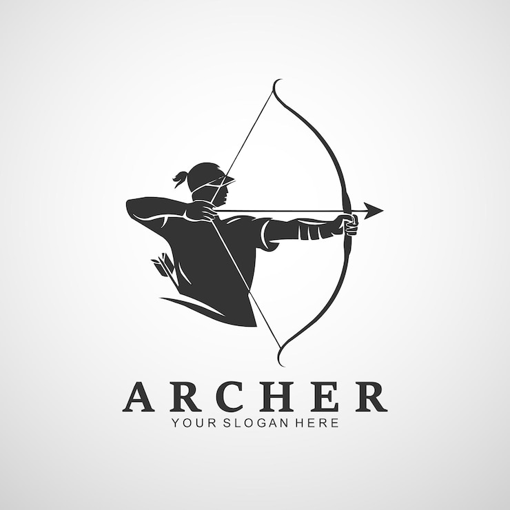 Vettore progettazione del logo del tiro con l'arco logo dell'arco logo pulito e minimalista modello vettoriale del logo sportivo