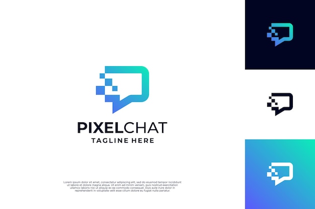 Progettazione del logo della chat Gradient Pixel