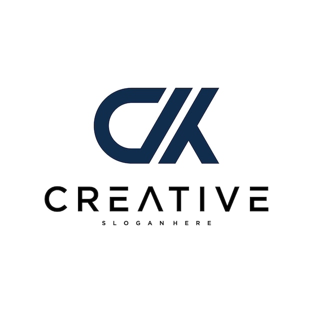Progettazione del logo della lettera CK con lo stile moderno Preamium Vector