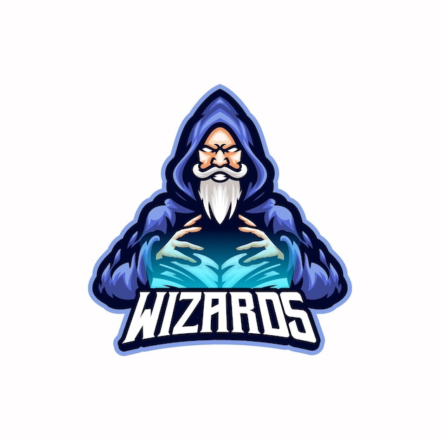 Progettazione del logo della mascotte di Wizards esport
