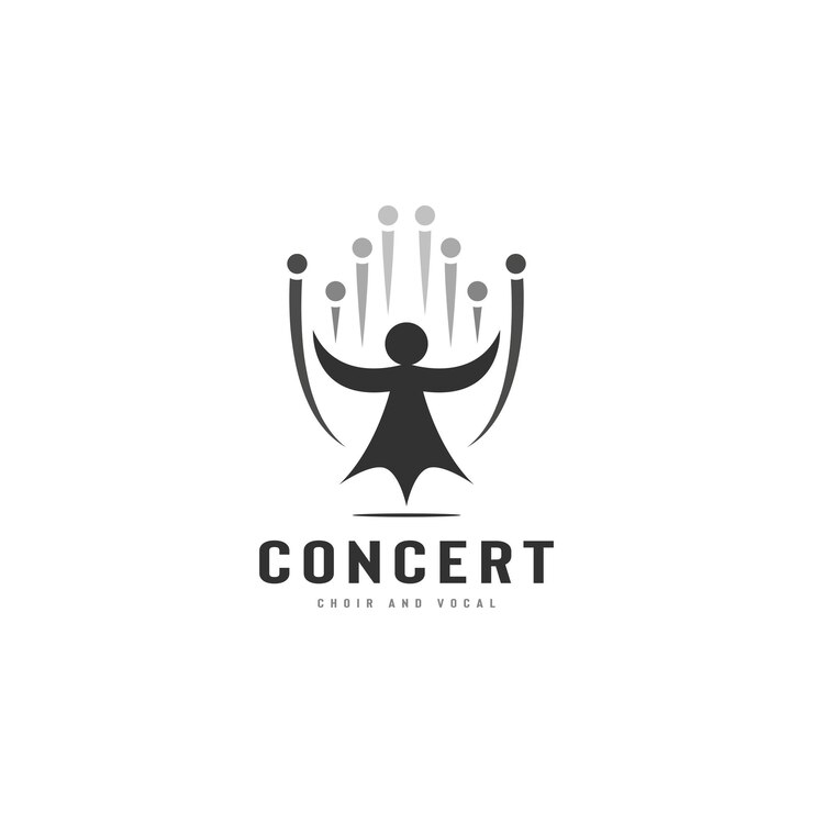 Progettazione del logo della musica della chiesa con illustrazione vettoriale del gruppo vocale 2