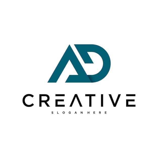 Progettazione del logo delle lettere AD con lo stile moderno Preamium Vector