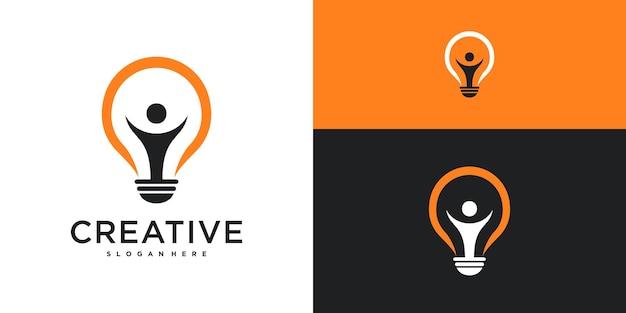 Progettazione del logo di persone intelligenti creative Premium Vector