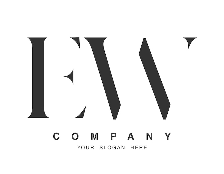 Vettore progettazione del logo ew lettera iniziale e e w stile di carattere serif creativo classico nome dell'azienda tipografia logotipo o identità alla moda