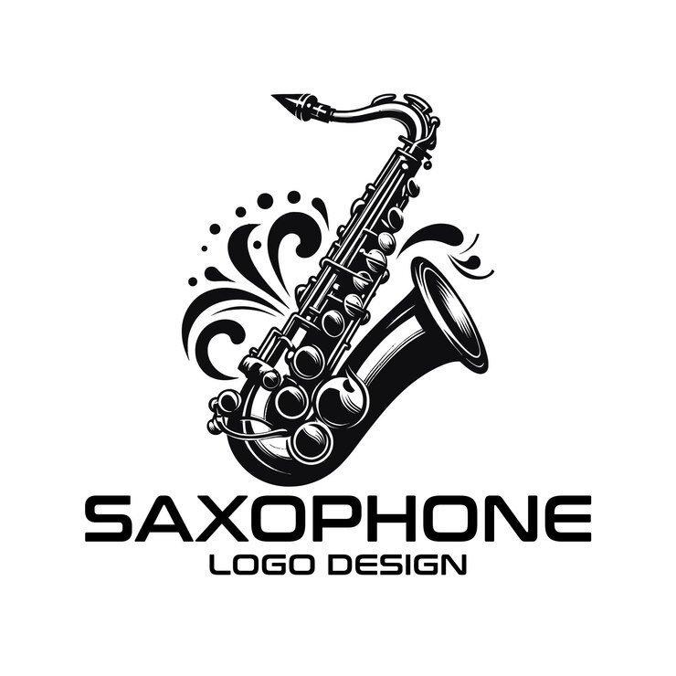 Vettore progettazione del logo vettoriale del sassofono