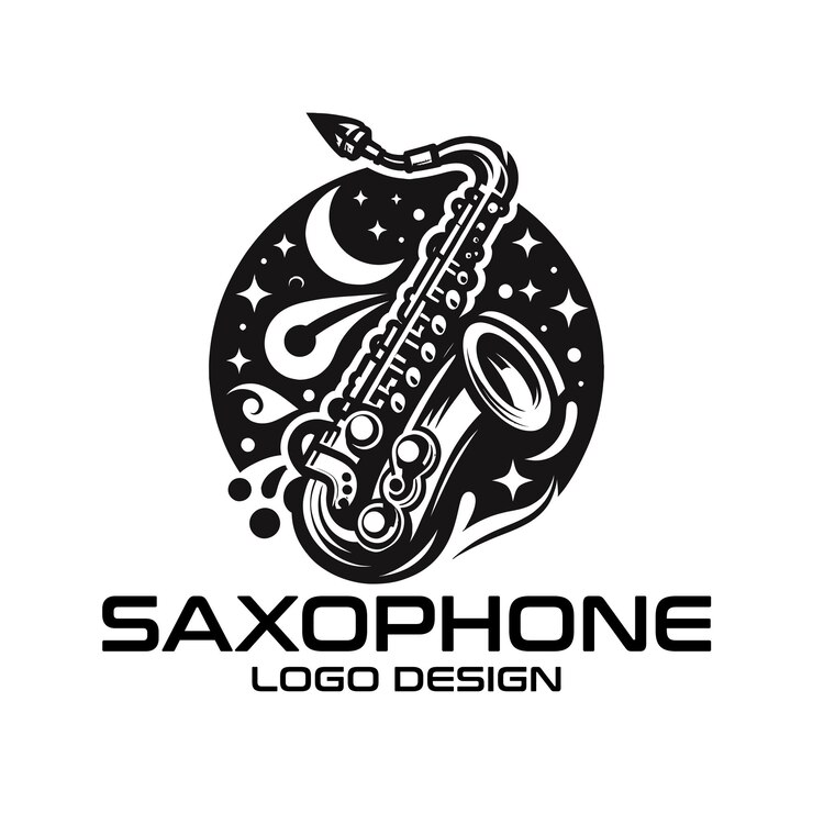 Vettore progettazione del logo vettoriale del sassofono