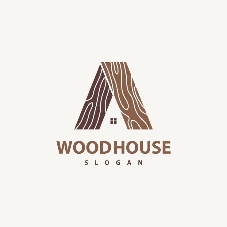 Progettazione del logo vettoriale della casa in legno 2