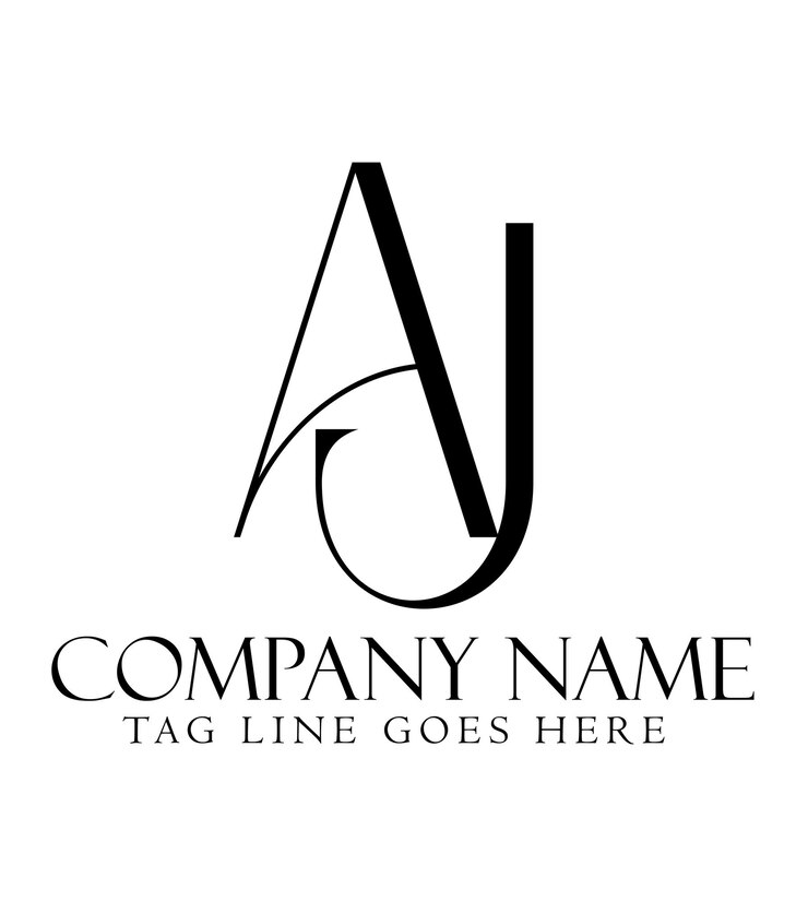 Vettore progettazione del logo vettoriale delle lettere aj o ja per saloni boutique di gioielli di moda di lusso e start-up