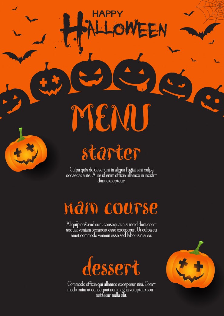 Vettore progettazione del menu di halloween