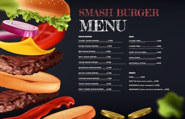 Progettazione del menu di Smash Burger
