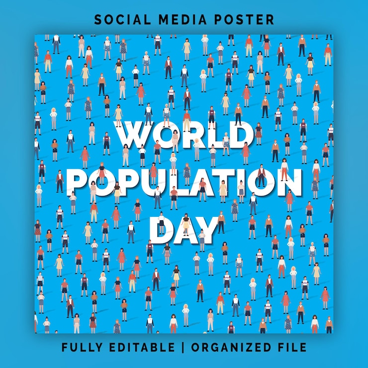 Progettazione del modello del poster dei social media della giornata mondiale della popolazione