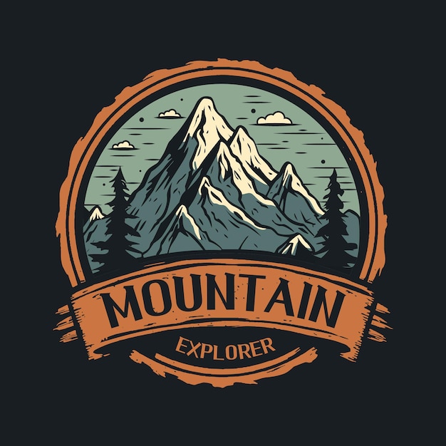 Progettazione del modello dell'illustrazione del logo dell'avventura in montagna