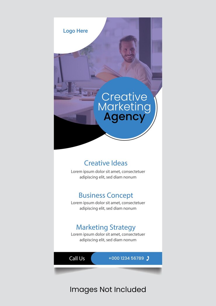 Progettazione del modello di banner rollup dell'agenzia di marketing digitale