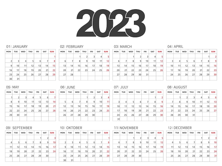 Vettore progettazione del modello di calendario 2023.