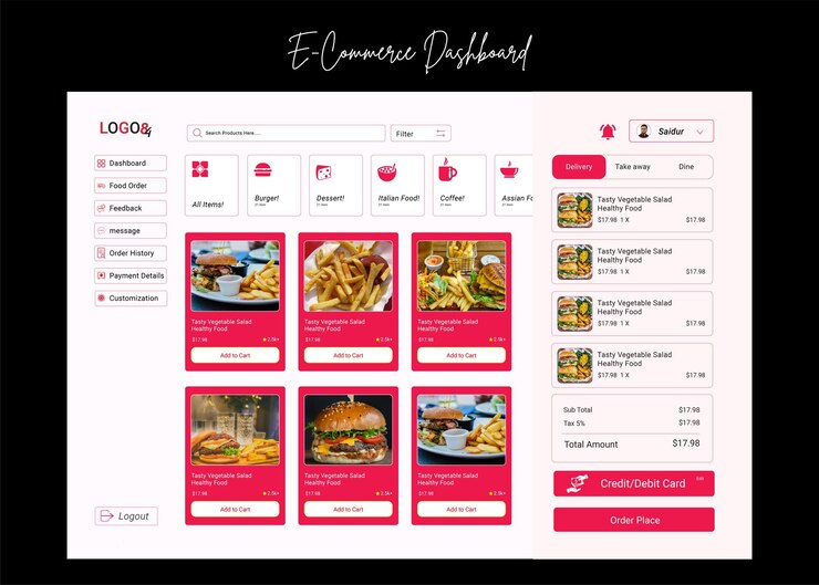 Vettore progettazione del modello di destinazione della pagina di e-commerce alimentare