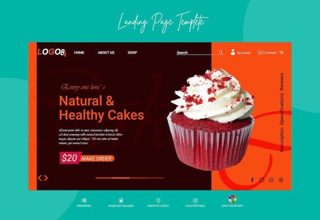 Progettazione del modello di pagina di destinazione di Delicious Food