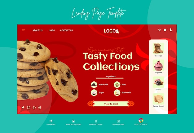 Progettazione del modello di pagina di destinazione di Delicious Food