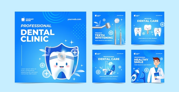 Progettazione del modello di post di instagram della clinica dentale