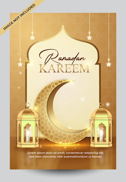 Progettazione del poster d'oro di Ramadan Kareem