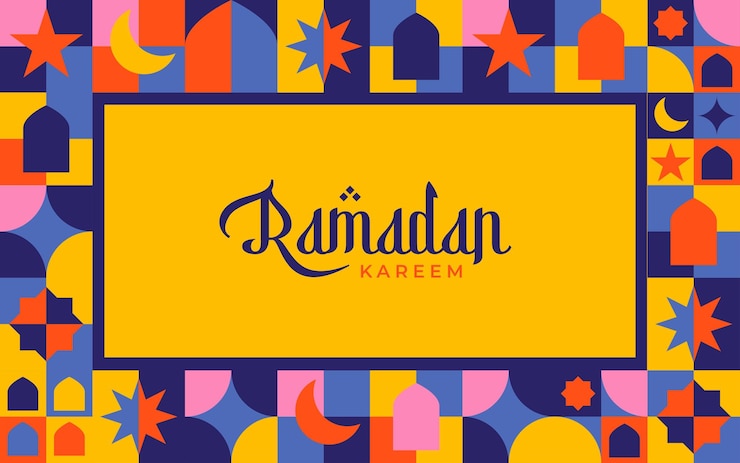 Vettore progettazione del saluto vettoriale della stagione festiva del ramadan con forme geometriche illustrazione