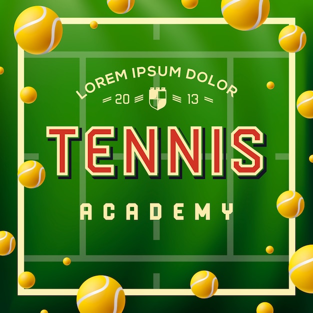 Progettazione dell'accademia di tennis sopra fondo verde, illustrazione