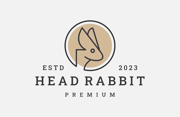 Progettazione dell'illustrazione di vettore del modello di logo del coniglio della testa
