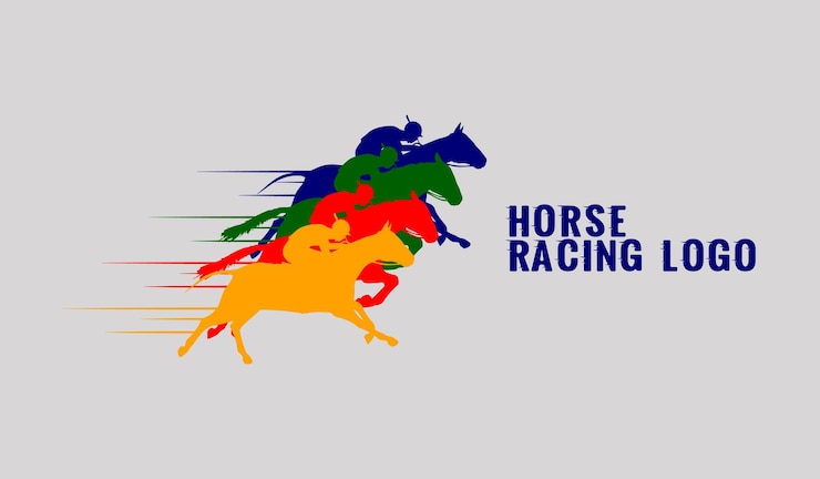 Vettore progettazione dell'illustrazione di vettore di logo di corsa di cavalli con il concetto di cavalli da corsa