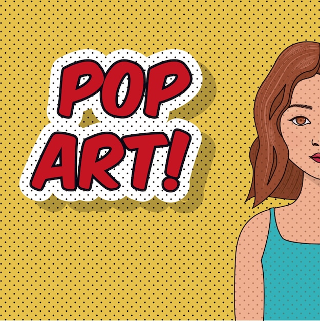 progettazione dell&#39;illustrazione di vettore di stile di Pop art della giovane donna